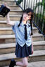 又酷又颯的女童裝夏季2025新款兒童學(xué)院風(fēng)jk百褶裙女大童夏裝套裝 藍(lán)色套裝（內(nèi)有安全褲） 140 曬單實(shí)拍圖