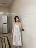 韓姿朵（Hanziduo）雙層紗布棉紗情侶睡衣女純棉吊帶睡裙夏季嬰兒紗綿綢男全棉家居服 3261女 L 曬單實(shí)拍圖