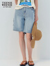 Teenie Weenie小熊女裝簡(jiǎn)約夏季五分牛仔短褲時(shí)尚白色褲子寬松休閑 淺藍色 M (165) 曬單實(shí)拍圖