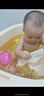 捷貝 JEBE BABY嬰兒折疊洗澡盆兒童洗澡桶寶寶沐浴家用大號小孩新生兒全身游泳桶 檸檬黃【0-10歲】感溫高凳款 曬單實拍圖