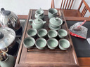 漢帝唐韻（HDTYU）汝窯功夫茶具套裝家用辦公整套冰裂釉創(chuàng  )意過(guò)濾茶具茶杯茶壺開(kāi)片可養禮盒 于平官窯天青色-井欄壺15件套禮盒裝 曬單實(shí)拍圖