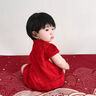 G.DUCKKIDS小黃鴨包屁衣嬰兒滿月衣服夏季周歲禮服女寶寶公主哈衣國(guó)風(fēng)連體衣 鈴鐺紅色 66cm 尺碼0-3個(gè)月6斤-12斤 曬單實(shí)拍圖