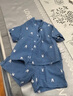 babylove嬰幼兒分體套裝夏季薄款純棉紗布襯衫t恤短褲寶寶兩件套外出服 碧城藍(lán) 80 曬單實(shí)拍圖