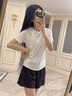 夫路尼優(yōu)運動套裝女夏新款高級感瑜伽服套裝跑步健身服女透氣速干短袖女 白色+星耀黑 L（建議105-115斤） 曬單實拍圖