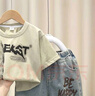 男童夏裝套裝2025新款痞帥兒童短袖衣服洋氣潮寶寶夏天薄款兩件套 EK短袖套裝-綠色 110 適合身高100-110cm 曬單實(shí)拍圖