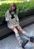 羽雅曼短袖t恤女新款潮流夏季衣服女裝純棉寬松半袖高顏值上衣長款遮臀 黑貓印花短袖【米灰色】 XL 【建議150內(nèi)】 曬單實(shí)拍圖