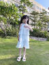 女童連衣裙夏季2025新款洋氣兒童公主裙子超好看女大童無袖蛋糕裙 藍(lán)色 140 曬單實(shí)拍圖