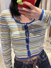 UR2025春季新款女裝復古休閑裙褲造型抽繩牛仔短褲UYU850076 藍色 (偏短) 26 曬單實(shí)拍圖