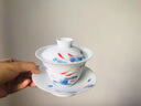 境坊間純手繪墨畫魚戲三才蓋碗茶杯中國風(fēng)白瓷單茶碗帶蓋三炮臺功夫茶具 墨畫魚戲逸雅三才蓋碗 曬單實(shí)拍圖