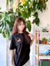 佐敘美式復(fù)古純棉短袖t恤2025女夏季新款潮牌字母印花半袖高街上衣女 黑色 M （80-100斤） 曬單實拍圖