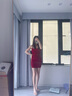 妙奕嘉紅色吊帶連衣裙裙子女夏季2025新款顯瘦法式女人味性感純欲包臀裙 酒紅色法式紐結(jié)吊帶包臀裙 均碼 【建議75-115斤】 曬單實拍圖