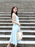 Laurèl【粘纖】25春新款修身收腰無袖連衣裙女LWD361Y05800 冰川藍 S 曬單實拍圖