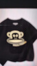 大嘴猴（paul frank）童裝兒童2025夏季新款T恤男童短袖洋氣女童可愛舒適純棉百搭上衣 433F黑金色 150 曬單實拍圖