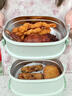 蘇泊爾飯盒上班族大容量保溫飯盒小學(xué)生便當(dāng)盒不銹鋼餐盒分隔餐盤 【羅勒青】 3層 2100ml 曬單實拍圖