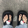 壹號鳳太可愛了叭~7cm厚底KT貓小眾ins人字拖女增高外穿防滑 黑色-KT貓 36-37 曬單實拍圖