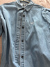 Lee25春夏新品舒適版翻領小刺繡Logo淺藍色女長袖牛仔襯衫潮流 淺藍色 M 曬單實拍圖