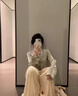 SNYDER WEAR名媛法式襯衫女秋新款清冷感上衣長(zhǎng)袖防曬襯衣闊腿裙褲兩件套套裝 兩件套裝清冷綠襯衫+杏色裙褲 S 80-95斤 曬單實(shí)拍圖