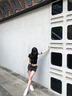 AAISUP美式黑色鉚釘毛邊牛仔短褲女夏季新款辣妹低腰顯瘦百搭緊身熱褲子 黑色 M 曬單實(shí)拍圖