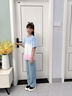 優(yōu)優(yōu)1點(diǎn)（Yoyo one）女童夏季套裝2025新款洋氣兒童韓版夏裝炸街大童牛仔喇叭褲兩件套 18897藍漸變短袖13131喇叭褲 150 150cm 曬單實(shí)拍圖