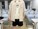 Lee dprre純棉格子襯衫男夏季透氣短袖襯衣外套男寬松休閑青少年五分袖寸衫 A11淺卡 3XL (約160~185斤可穿) 曬單實(shí)拍圖
