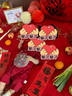 DUUDUU嬰兒短袖連體衣紅色國(guó)風(fēng)薄款爬服新生兒中式哈衣 大紅  曬單實(shí)拍圖