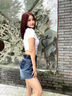 朵貌撞色復古牛仔短褲女夏季2025新款高腰寬松顯瘦A字大碼闊腿熱褲ins 復古藍 L (建議109-118斤) 曬單實(shí)拍圖