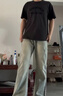 viishow微喇牛仔褲男夏季新款男vibe寬松男款微喇褲美式高街褲子 黃泥色 L 曬單實拍圖