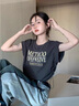 衣然呈品T恤女士夏季新款美式高街潮牌寬松短款設計感別致抽繩短袖上衣女灰色M 【建議90-105斤】 曬單實(shí)拍圖