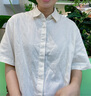 無(wú)印良品（MUJI）女式 棉漢麻短袖襯衫 女士襯衣內(nèi)搭上衣 25年夏季女裝 BCD90C5S 象牙色 M (160/84A) 曬單實(shí)拍圖
