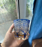 VIANASA'S江戶切子藍雛菊手工雕刻威士忌酒杯水晶玻璃杯高端洋酒杯送人禮盒 藍雛菊（單只禮盒裝） 280ml 1只 曬單實拍圖