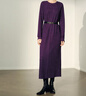 顏域簡(jiǎn)約長(cháng)袖圓領(lǐng)連衣裙女2024冬裝通勤氣質(zhì)長(cháng)裙內搭裙子 紫色 L/40 曬單實(shí)拍圖