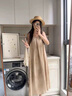 羅蒙（ROMON）夏季搭配套裝女時尚胖mm韓系減齡感鏤空罩衫疊穿吊帶連衣裙 兩件套裝 L (建議100-120斤) 曬單實拍圖