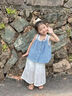 G.DUCKKIDS小黃鴨童裝女童夏裝假兩件無袖套裝兒童韓系背心女孩夏天闊腿褲 藍(lán)色 【實體專柜 商場品質(zhì)】 120 (建議105-115cm 4-5.2周歲) 曬單實拍圖