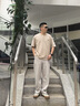 吉普（JEEP）美國(guó)正品純棉亨利領(lǐng)短袖t恤衫夏季男士純色寬松運(yùn)動(dòng)休閑上衣半袖 卡其色 薄款 【官方正品】 XL 推薦140-160斤 曬單實(shí)拍圖