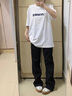 迪伽達(dá)簡(jiǎn)約美式褲子夏季男痞帥寬松直筒牛仔褲男微喇男褲休閑男士牛仔褲 DFFS-701黑色 XL 曬單實(shí)拍圖