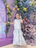 女童裙子夏2025新款大童女連衣裙初中生韓式風夏季兒童高級感套裙 藍色套裝 150 曬單實拍圖