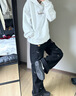 LEMANISMlemanism卡通小狗刺繡水洗牛仔褲男2025春季情侶直筒褲寬松休閑褲 黑色 L 曬單實拍圖