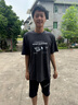 引異重磅水洗做舊純棉牛仔短袖T恤男夏季半袖寬松潮牌體恤上衣服男裝 黑灰色 2XL 【170-200斤】 曬單實(shí)拍圖