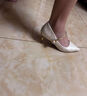 渝鼎福中式婚鞋單鞋 新娘伴娘鞋 女配旗袍尖頭氣質(zhì)高跟瑪麗珍細跟單鞋 尖頭高跟鞋【米白色升級版 38】 曬單實(shí)拍圖