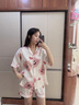莫代爾2026新款卡通可愛(ài)冰絲涼感短袖套裝夏季天睡衣女大碼帶胸墊家居服 20010女新款_【帶胸墊_主圖款】 M 女(建議體重80-100斤) 曬單實(shí)拍圖