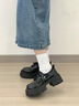 霍蜻JK小皮鞋女英倫風(fēng)2025春夏季新款JK法式厚底增高樂福鞋女單鞋子女 黑色亮光【增高5cm】 39 (245mm) 曬單實(shí)拍圖