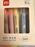 得力(deli)經典6色熒光筆 考試復習劃重點彩色醒目標記筆 辦公記號筆手帳S624 開學文具 曬單實拍圖