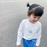 七樂豆嬰兒春秋長袖t恤寶寶兒童莫代爾秋衣幼兒薄款男童女童打底衫上衣 白色 90 曬單實拍圖