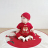 優(yōu)奇嬰兒衣服夏季男寶寶一周歲禮服夏天薄款紅色國風(fēng)百日宴抓周服夏裝 紅色 80 曬單實(shí)拍圖