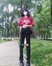 衣然呈品水洗做舊膝蓋破洞牛仔褲男夏季新款顯瘦彈力修身美式高街長(cháng)褲子男 黑色 【建議120-135斤】 L 曬單實(shí)拍圖