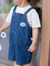 幼歌（YOUGE）夏季新款嬰幼兒海洋冰瓷棉短袖親子t恤清涼牛仔褲套裝潮 牛仔藍背帶褲 90 cm 曬單實(shí)拍圖