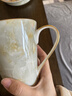 瑞玖手工描金骨瓷杯子大理石紋馬克杯輕奢金邊喝水杯家用牛奶咖啡杯子 云卷云舒V形骨瓷馬克杯 400ml 曬單實(shí)拍圖
