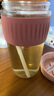 樂(lè)扣樂(lè)扣（LOCK&LOCK）咖啡杯耐熱玻璃水杯子男女學(xué)生便攜式雙飲吸管杯隨手杯500ML粉色 曬單實(shí)拍圖
