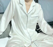 貓人（MiiOW）2025新款真絲睡衣套裝女春秋桑蠶絲長(cháng)袖長(cháng)褲兩件套家居服 白色長(cháng)/袖薄/款 L 建議105-120斤 曬單實(shí)拍圖