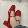 百麗（Belle）七夕禮物復(fù)古瑪麗珍鞋女商場(chǎng)款真皮粗跟單鞋BR506AQ5 紅色 38 (240mm) 曬單實(shí)拍圖